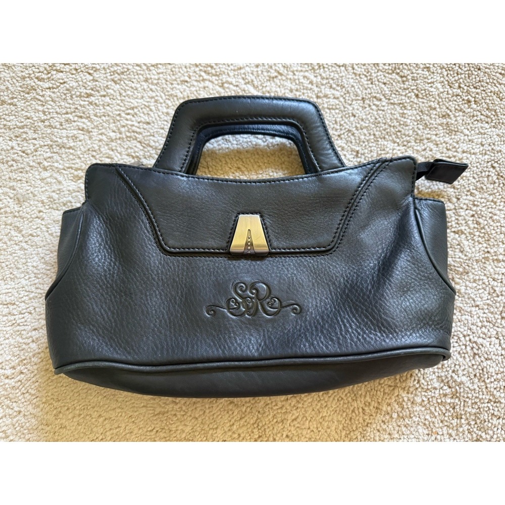 Longaberger So Rachel Black Leather Hand Bag